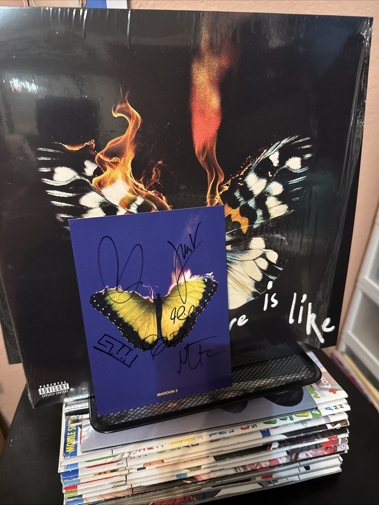 Maroon 5 SIGNED LP Love Is Like EXCLUSIVE SEA BREEZE BLUE COLOR Vinyl ~ in Hand