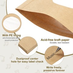12″x12″ 10 Pcs 110GSM Vinyl Record Inner Paper Sleeves with Poly Lined (Brown)