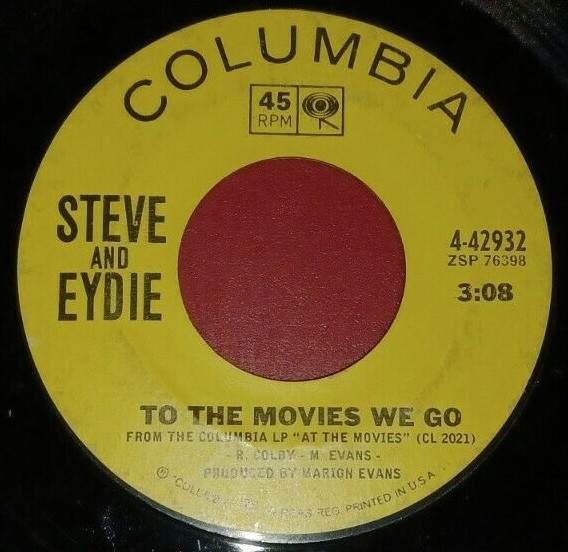 Vintage 45RPM Record : Steve & Eydie, To the Movies We Go : Columbia