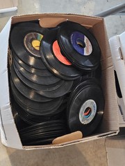 Huge Box Lot Of About 250 Vinyl 45 Records Random Loose From Large Collection