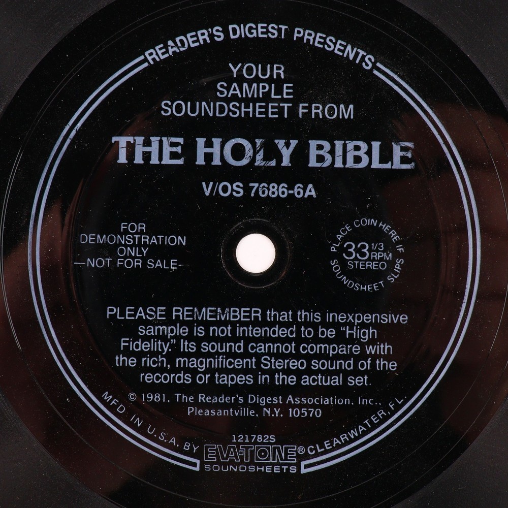 Flexi Disc Holy Bible Sample 1981 7″ 33rpm Reader’s Digest V/OS 7686-6A Promo