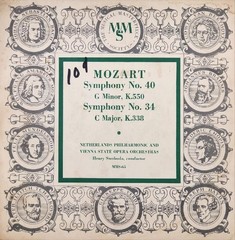 MMS-65 Mozart Symphony No. 40 G Minor K.550 & 34 C Major K.338 10″ Vinyl LP