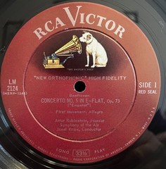 Artur Rubinstein : Beethoven Concerto No 5 33RPM Mono LP RCA Red Seal LM-2124 NM