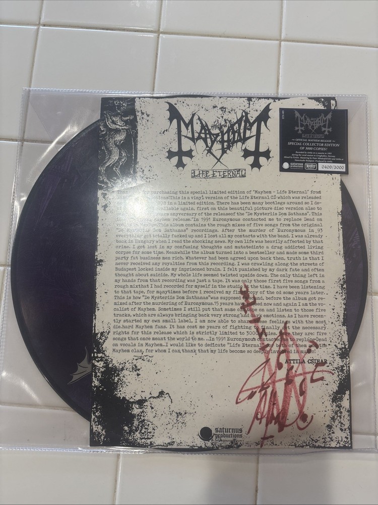 MAYHEM – LIFE ETERNAL ORG LIM. NUM. PICTURE DISC 2020 DARKTHRONE,SATYRICON