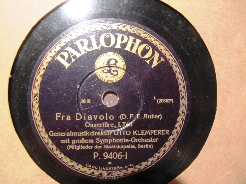 1929 OTTO KLEMPERER Berlin State Opera Auber FRA DIAVOLO OVERTURE Parlophon 9406