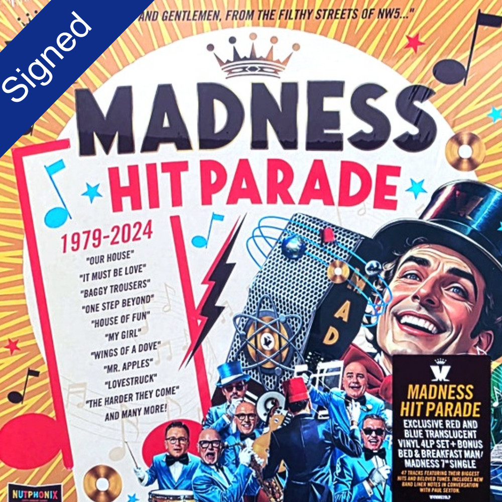 SIGNED Madness: Hit Parade 1979-2024 – Red/Blue Vinyl 4xLP Box Set + Bonus 7″
