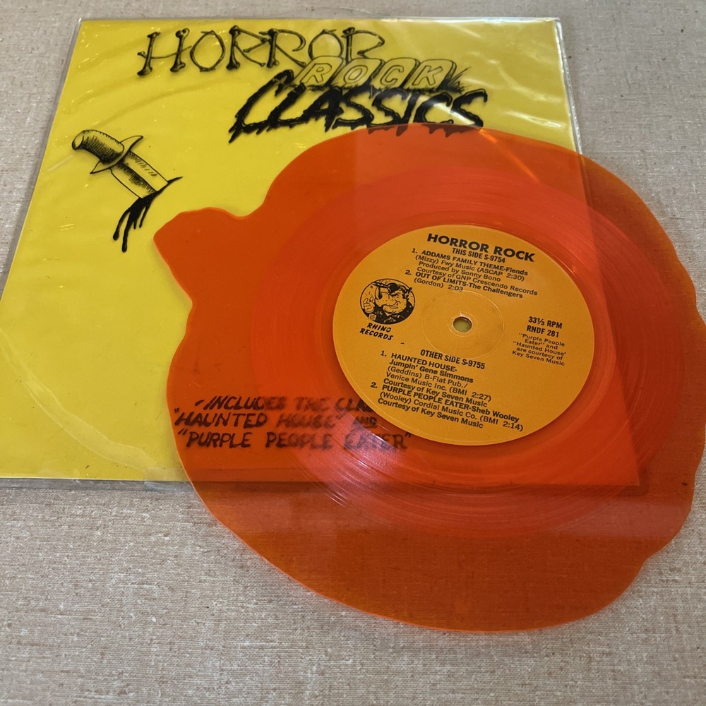 HORROR ROCK CLASSICS Orange Vinyl 7″ Pumpkin 33 RPM Halloween Various VG TESTED*