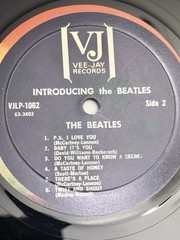 Original 1964 Beatles Introducing The Beatles VJLP-1062 V. 2 Mono Vee-Jay LP VG