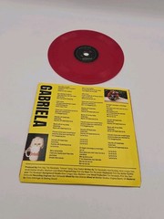 Katseye 4″ record Gnarly & Gabriela from Beautiful Chaos Red Colored tiny vinyl