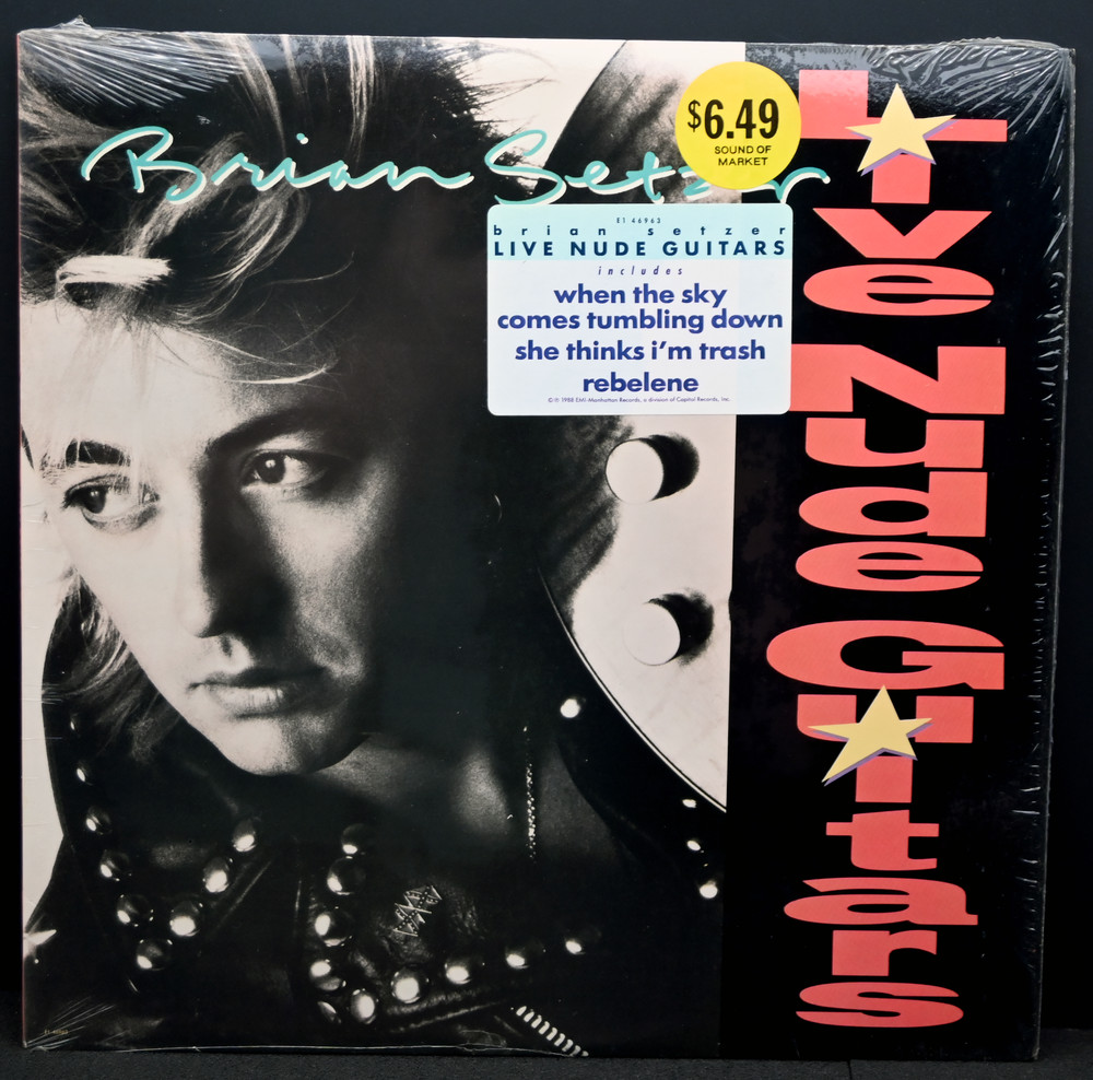 Brian Setzer Live Nude Guitars LP 1988 EMI E1‑46963 Original Inner Sleeve EX/EX+