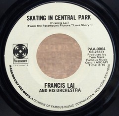 45 Rpm Record Francis Lai Theme From Love Story/Skating In Central Park