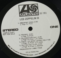 Led Zeppelin III – White Label Promo