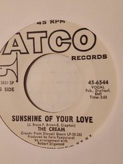 White Label Promo 45 The Cream „Sunshine of Your Love/SWLABR“ Atco Records 6544