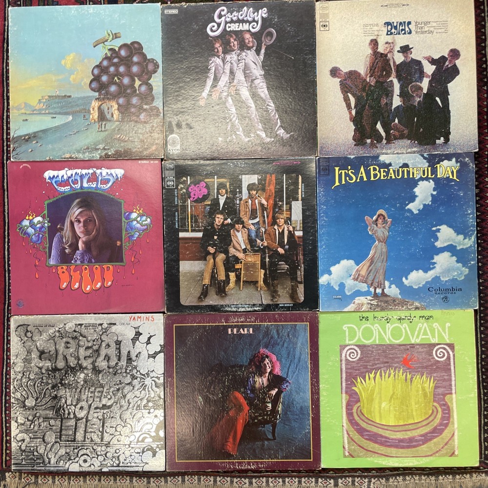 60s Classic Rock Record Collection (9 LPs) Psychedelic Rock Folk Blues Records