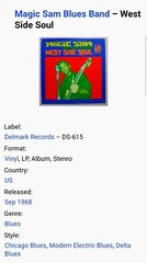 *RARE* Magic Sam Blues Band „West Side Soul“ 1968 Vinyl Album! Excellent…