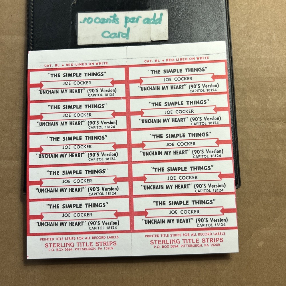 Joe Cocker The Simple Things Unchained Lot 10 Jukebox Title Strip Full Sheet B6