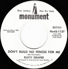 Rusty Draper, Don’t Build No Fences For Me, (7″, Mono, Promo), NM or M-, 3584305
