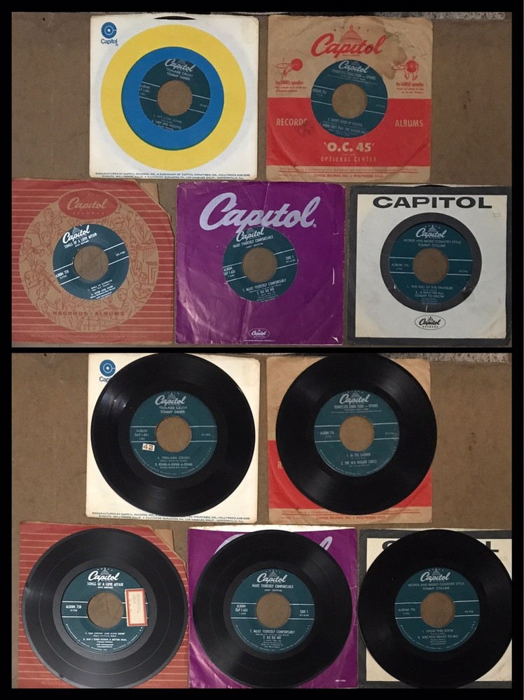 (5pc Lot) CAPITOL EXTENDED PLAY E.P. EP VINYL 45 RPM RECORDS with OG VTG Sleeves