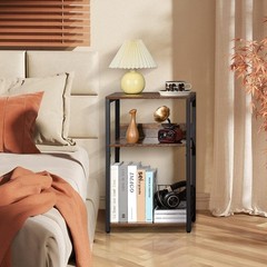 Record Player Stand with Storage for 100 Albums End Table Vintage Brown