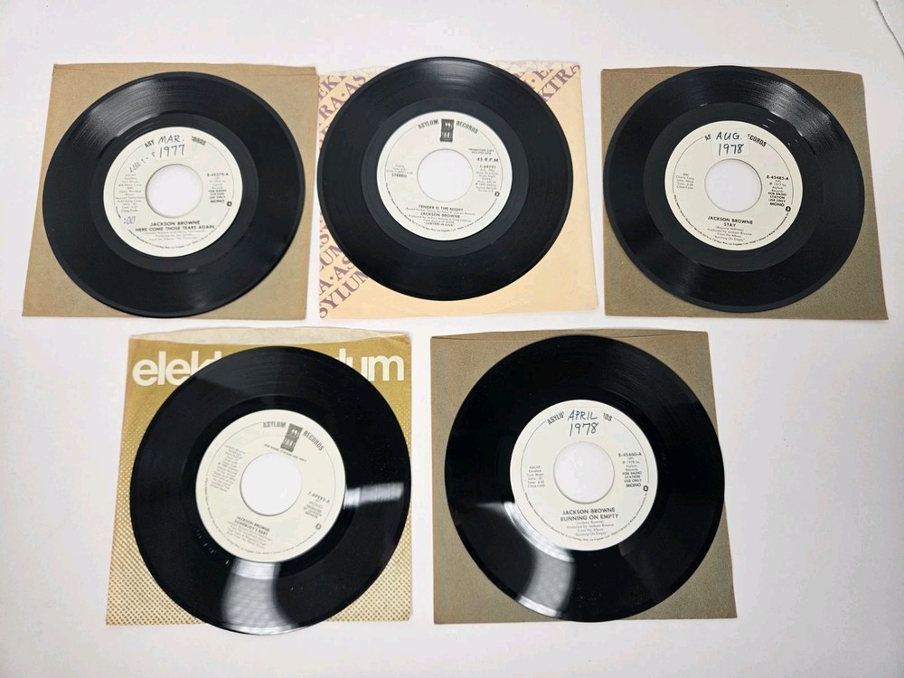 JACKSON BROWNE Lot Of 5 PROMO M/S WL 45 RPM 7″ Stay, Tender, Tears, Baby, Runnin