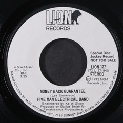 FIVE MAN ELECTRICAL BAND: money back guarantee / mono LION 7″ Single 45 RPM