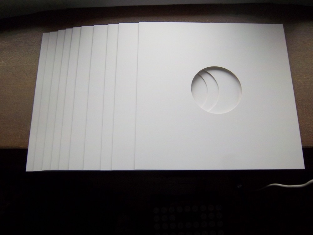 25ct White Record Jackets 12″ LP Cardboard Center Hole to see lable 350g.