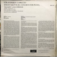 Shostakovich* / Stravinsky*, John Ogdon Piano, John Wilbraham Trumpet, Academy O