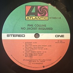 Phil Collins – No Jacket Required 1985 33rpm LP Vinyl Atlantic Records 81240-2