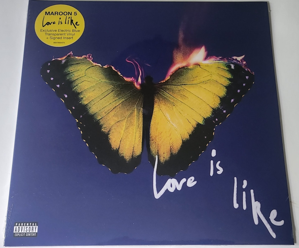 SIGNED !!! Maroon 5 – Love Is Like LP Ltd Electric Blue Trans. Vinyl autographed