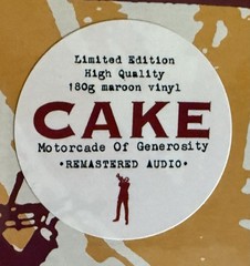 Cake ~ Motorcade Of Generosity, Limited Maroon Vinyl LP (New/Selaed)