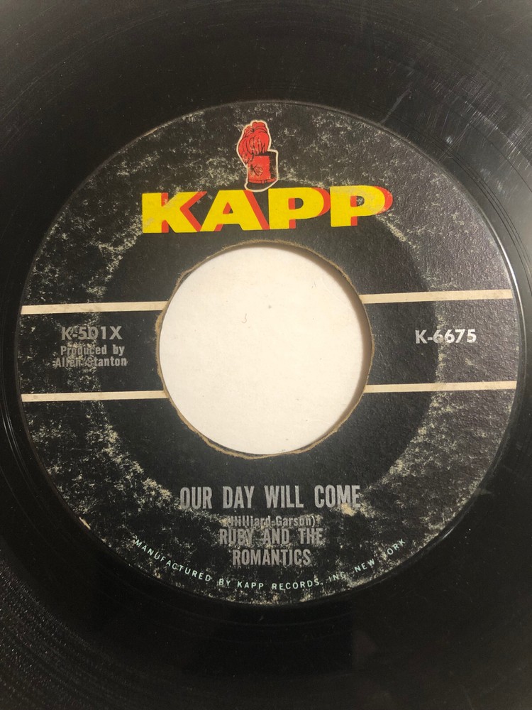 60’S 45 RPM Ruby And The Romantics – Moonlight And Music / Our Day Will Come  