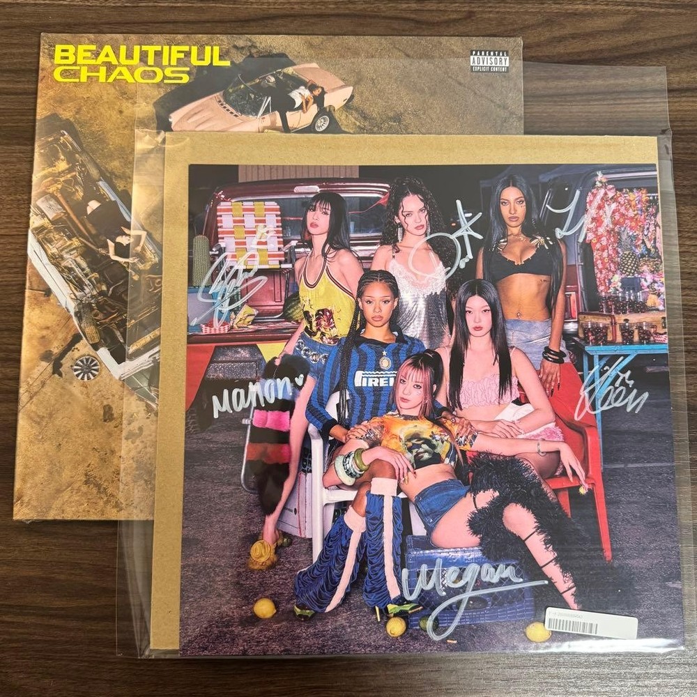 Katseye / Beautiful chaos Signed Poster / Record US original 2 set New