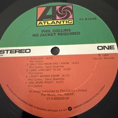 PHIL COLLINS NO JACKET REQUIRED ALBUM 1985 EXCELLENT VINYL !