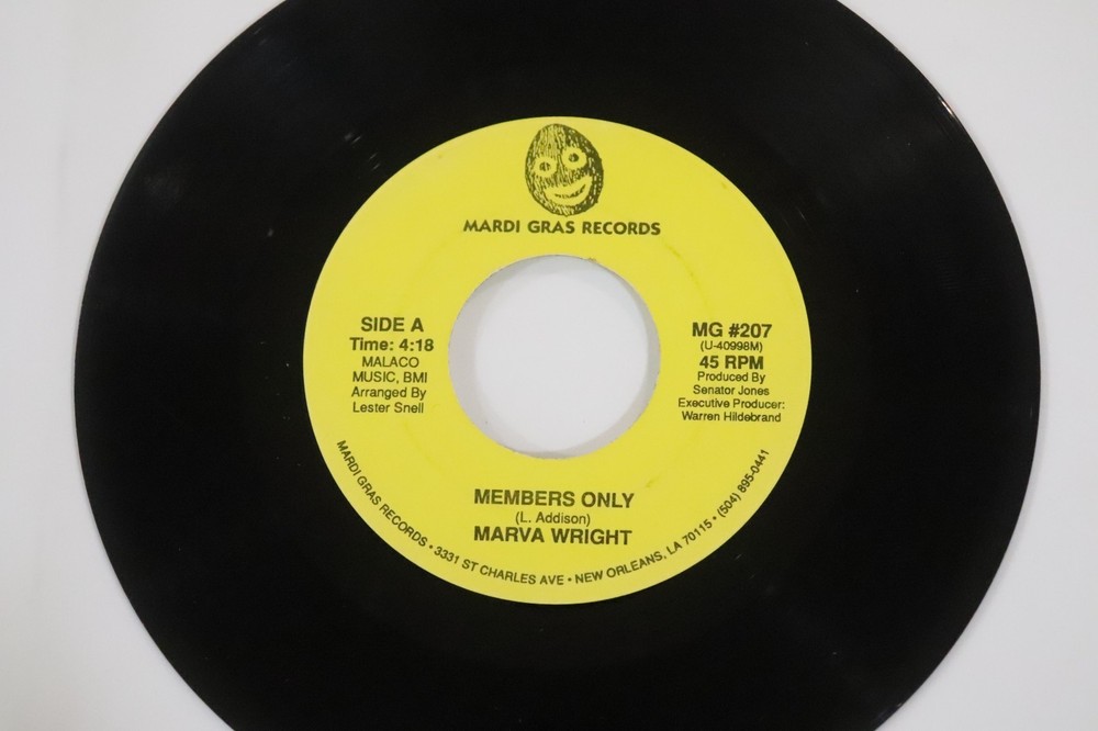 Rare MARVA WRIGHT 45 Members Only / You Send Me MARDI GRAS 207 Funk Soul R&B ’95