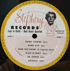 BOB DAVIS QUARTET Jazz in Orbit SCARCE 1958 DG STEPHENY LP Cool Jazz JOHN FRIGO