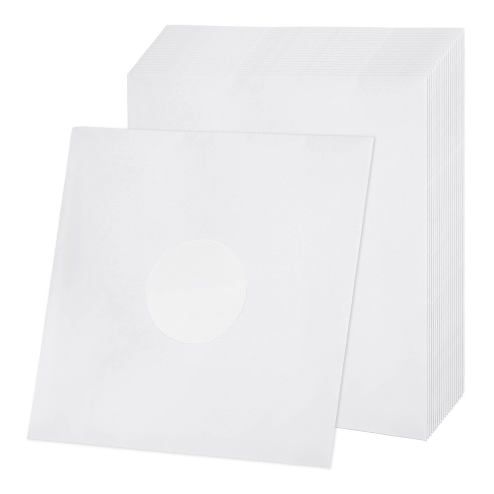 12″x12″ 20 Pcs 110GSM Vinyl Record Inner Paper Sleeves with Poly Lined (White)