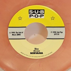Nirvana – Sliver/Dive Sub Pop Translucent Peach RARE! 1990 Grunge 45 Rpm
