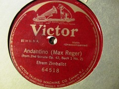 1915 Max Reger SOLO VIOLIN Sonata Op 42 Andantino EFREM ZIMBALIST VICTOR 64518