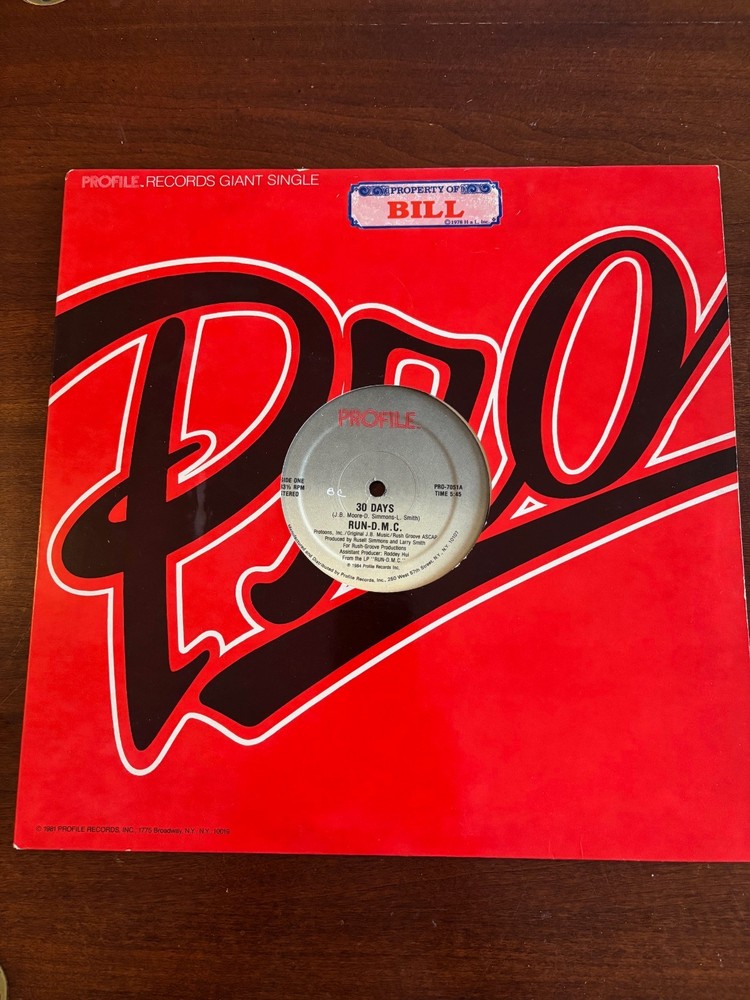 RUN DMC 30 Days 12 inch 1984 Profile Records PRO-7051A