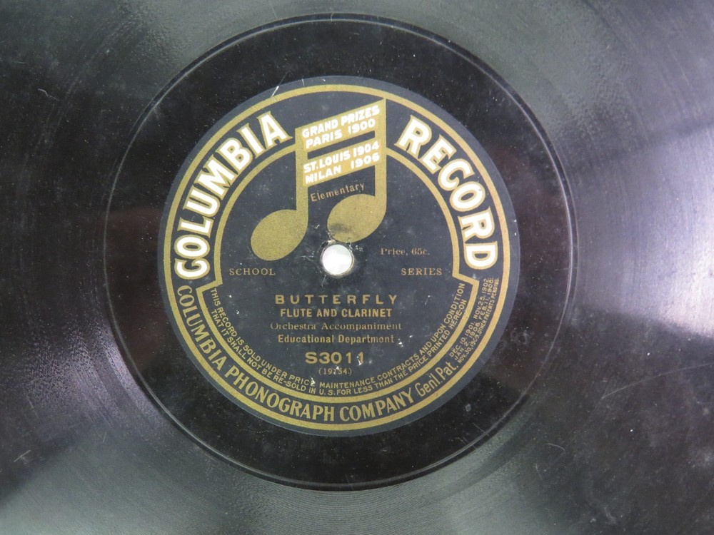 Flute & Clarinet – COLUMBIA S3011 – Butterfly – 78 RPM