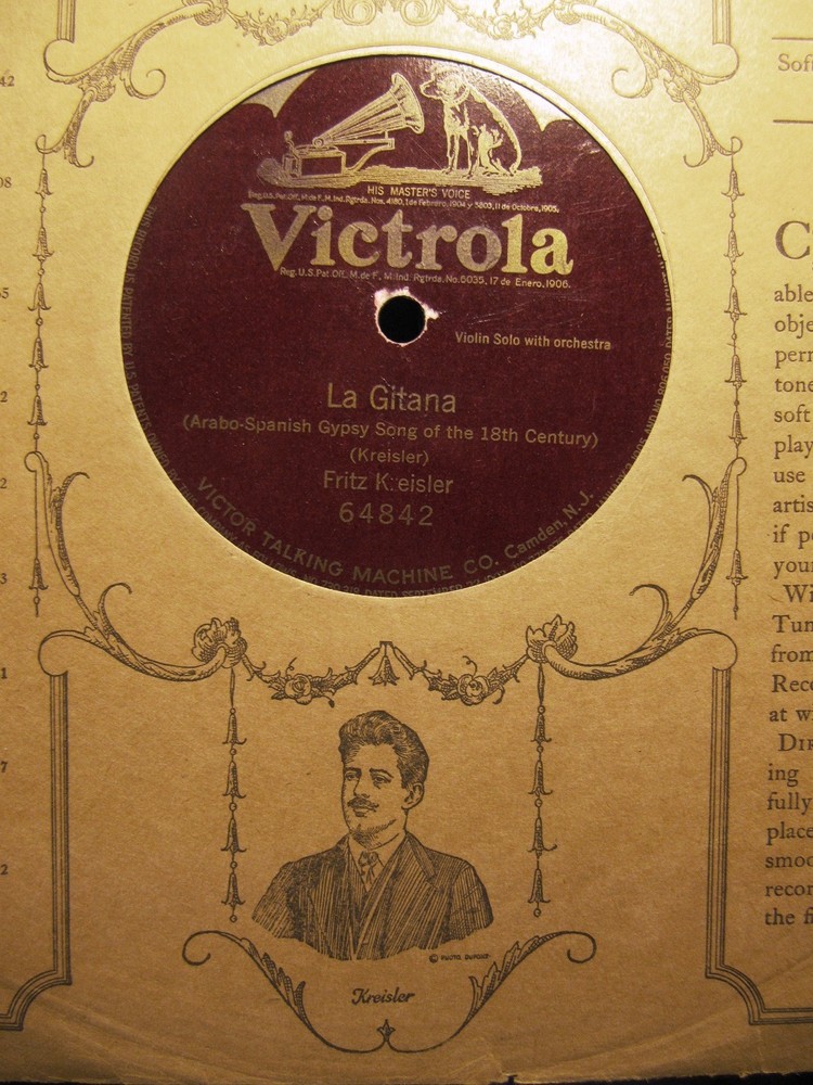 1919 FRITZ KREISLER Violin LA GITANA Arabic Spanish Gypsy Song VICTOR 64842
