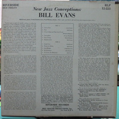 BILL EVANS ~ NEW JAZZ CONCEPTIONS (1957)/1965 RIVERSIDE (RLP 12-223) REISSUE LP