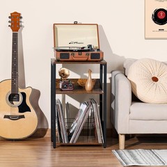 Rustic Turntable Stand with Storage