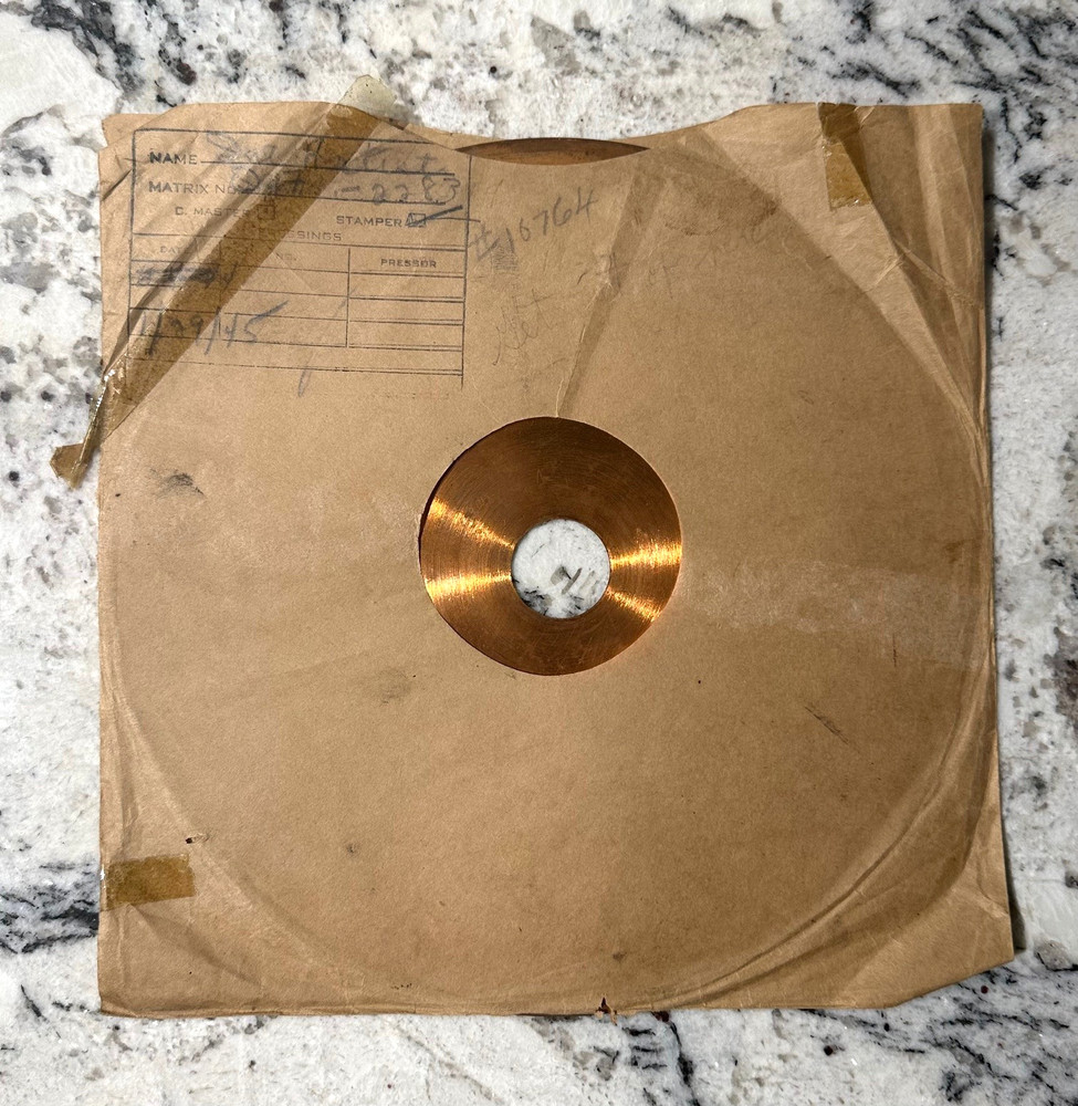 VINTAGE 1945 10″ Stamper Brass Printing Master Mother Disc Single in OG Sleeve