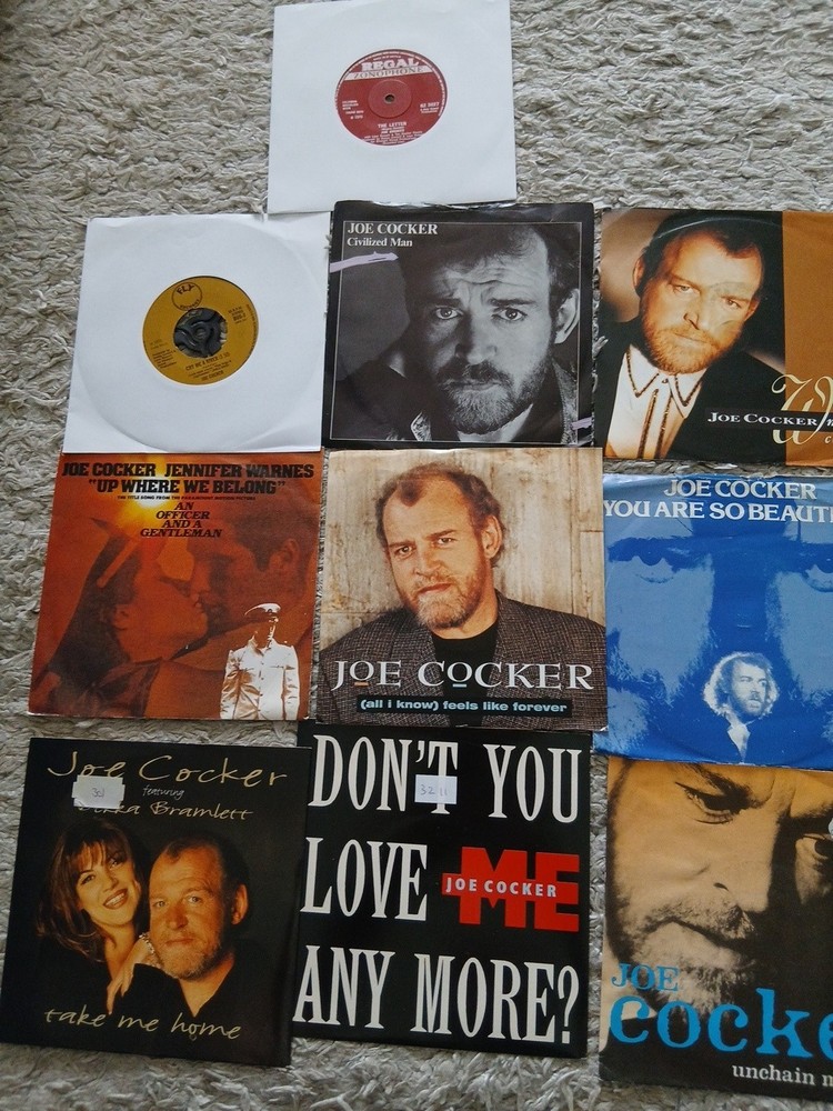 JOE COCKER 10 7″ VINYL SINGLES – THE LETTER , CRY ME A RIVER , TAKE ME HOME