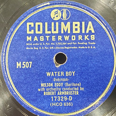 1941 Nelson Eddy Water Boy 78 RPM 10 inch Columbia Masterworks 17329 VG