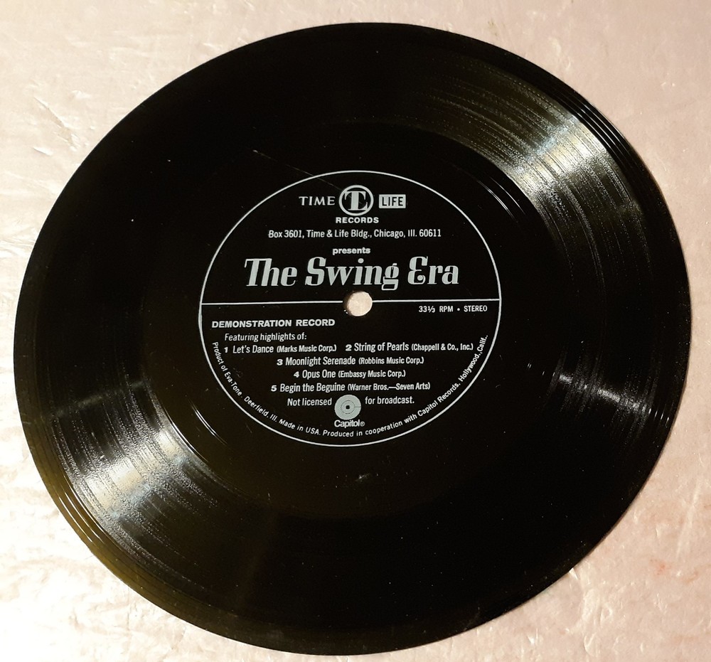 The Swing Era Songs Demonstration Flexi Disc Record 7″ Vinyl 33rpm Records