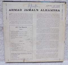 AHMAD JAMAL’S ALHAMBRA 1961 VINYL RECORD ARGO LP 685 COOL JAZZ