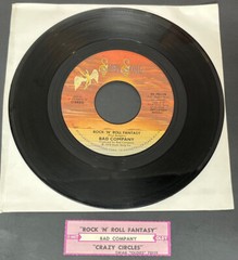 Bad Company Rock N Roll Fantasy/Crazy Circles 45 Vinyl Record Single 7″ TESTED