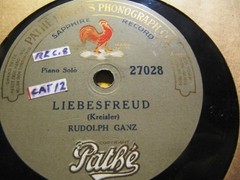 PATHE 1919 RUDOLPH GANZ PIANO Kreisler Liebesfreud/ Schubert Rosamunde 27028